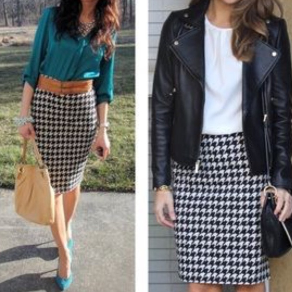 Peck & Peck Houndstooth Pencil Skirt